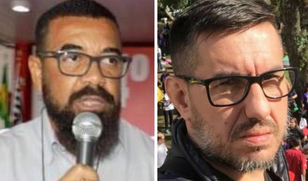 Norton Jubelli, presidente da UGT/RS, e Andrei Rex, do Sindisaúde VS ...